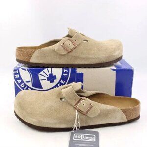 NWT Birkenstock Boston taupe suede mule clogs
